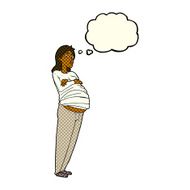 cartoon pregnant woman with thought bubble N11
