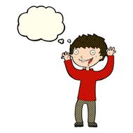 cartoon excited boy with thought bubble N88