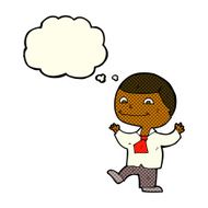 cartoon happy boy with thought bubble N133