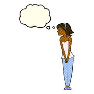 cartoon pretty woman with thought bubble N156