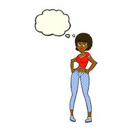 cartoon pretty woman with thought bubble N157