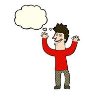 cartoon excited man with thought bubble N40