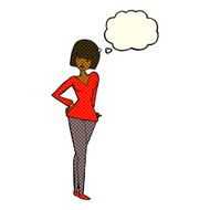 cartoon pretty woman with thought bubble N158
