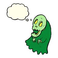 cartoon spooky ghoul with thought bubble N5