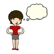 cartoon woman with hands on hips thought bubble N128