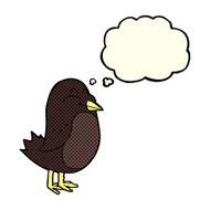 cartoon bird with thought bubble N159