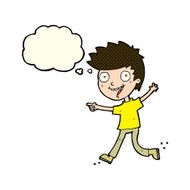 cartoon crazy excited boy with thought bubble N6