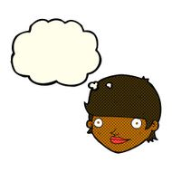 cartoon happy female face with thought bubble N107