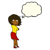 cartoon happy woman with thought bubble N144