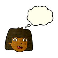 cartoon happy female face with thought bubble N109