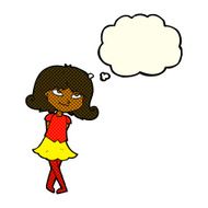 cartoon clever girl with thought bubble N5