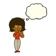 cartoon shocked woman with thought bubble N55