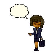 cartoon businesswoman pointing with thought bubble N6