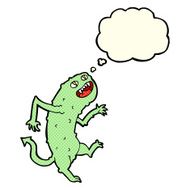 cartoon monster with thought bubble N28