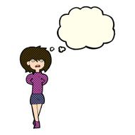 cartoon shocked woman with thought bubble N56
