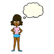 cartoon surprised woman with thought bubble N144