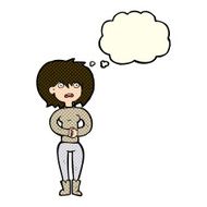 cartoon worried woman with thought bubble N46