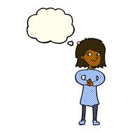 cartoon happy woman with thought bubble N145