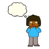 cartoon worried boy with thought bubble N18