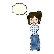 cartoon happy woman with thought bubble N146