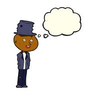 cartoon funny hobo man with thought bubble N6