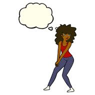 cartoon woman posing with thought bubble N15