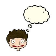 cartoon happy boy with thought bubble N134