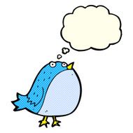 cartoon fat bird with thought bubble N21