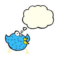 cartoon happy bird with thought bubble N21