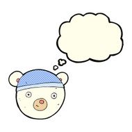 cartoon polar bear face with thought bubble N15