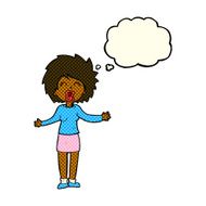 cartoon loud woman with thought bubble N5