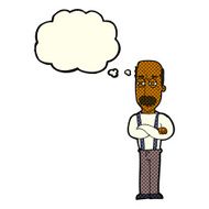 cartoon annoyed old man with thought bubble N39