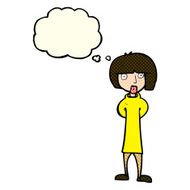 cartoon curious woman with thought bubble N27