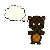 cartoon happy black bear with thought bubble N6