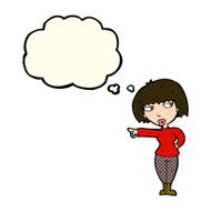 cartoon annoyed woman pointing with thought bubble N6