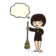 cartoon pretty witch girl with thought bubble N5