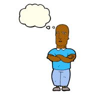 cartoon annoyed bald man with thought bubble N6