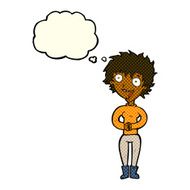cartoon crazy excited woman with thought bubble N11