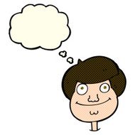 cartoon happy boy&#039;s face with thought bubble N11