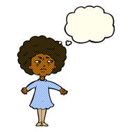 cartoon bitter old woman with thought bubble N11
