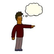 cartoon happy pointing man with thought bubble N11