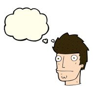 cartoon nervous man with thought bubble N81