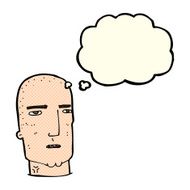 cartoon bald tough guy with thought bubble N11