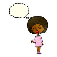 cartoon woman explaining her point with thought bubble N20