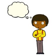 cartoon staring boy with thought bubble N13