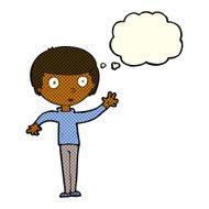 cartoon staring boy with thought bubble N14