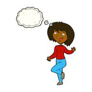 cartoon laughing woman with thought bubble N5