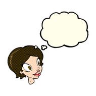 cartoon pretty female face with thought bubble N57