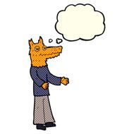 cartoon fox man with thought bubble N32