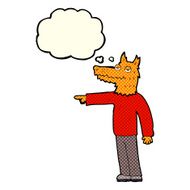 cartoon fox man pointing with thought bubble N5